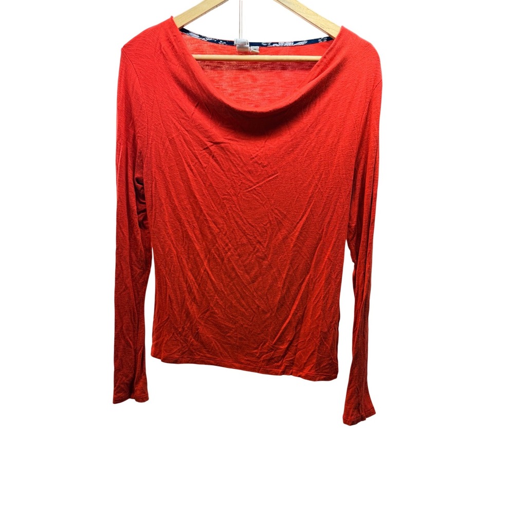 Dolan Left Coast Collection Womens XS Red Cowl Neck Long Sleeve Top Made in USA